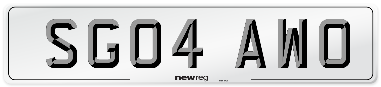 SG04 AWO Number Plate from New Reg
